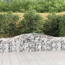 vidaXL 4 db íves horganyzott vas gabion kosár 400x30x60/80 cm kerti tárolás