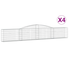 vidaXL 4 db íves horganyzott vas gabion kosár 400x30x60/80 cm (3146842) kerti tárolás