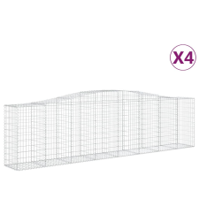 vidaXL 4 db íves horganyzott vas gabion kosár 400x50x100/120 cm (3145958) kerti tárolás