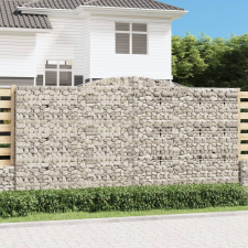 vidaXL 4 db íves horganyzott vas gabion kosár 400x50x200/220 cm kerti dekoráció