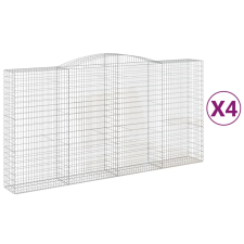 vidaXL 4 db íves horganyzott vas gabion kosár 400x50x200/220 cm (3147063) kerti tárolás