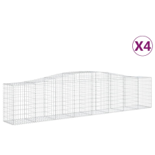 vidaXL 4 db íves horganyzott vas gabion kosár 400x50x80/100 cm (3145945) kerti tárolás