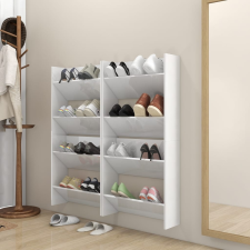vidaXL 4 db magasfényű fehér fali cipősszekrény 60 x 18 x 60 cm bútor