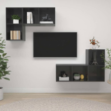 vidaXL 4 db magasfényű szürke forgácslap fali TV-szekrény bútor