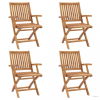 vidaXL 4 db összecsukható tömör tíkfa kerti szék