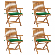vidaXL 4 db összecsukható tömör tíkfa kerti szék párnákkal kerti bútor