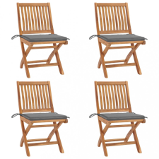 vidaXL 4 db összecsukható tömör tíkfa kerti szék párnákkal kerti bútor