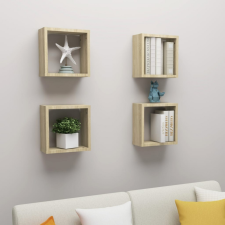 vidaXL 4 db sonoma-tölgyszínű fali kockapolc 30 x 15 x 30 cm bútor