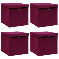 vidaXL 4 db sötétpiros szövet tárolódoboz fedéllel 32 x 32 x 32 cm bútor
