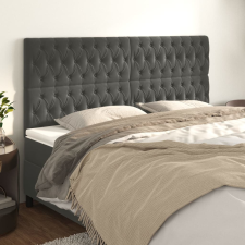 vidaXL 4 db sötétszürke bársony fejtámla 90x7x78/88 cm ágy és ágykellék