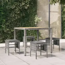 vidaXL 4 db szürke polyrattan kerti lábzsámoly párnákkal kerti bútor