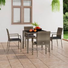 vidaXL 4 db szürke polyrattan kerti szék párnával kerti bútor