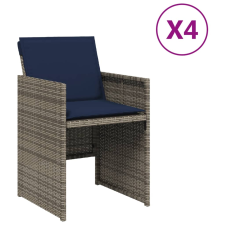 vidaXL 4 db szürke polyrattan kerti szék párnával (4007442) kerti bútor