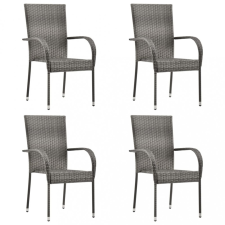 vidaXL 4 db szürke rakásolható polyrattan kültéri szék kerti bútor