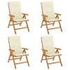 vidaXL 4 db tömör tíkfa dönthető kerti szék párnával (3196465)
