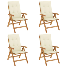 vidaXL 4 db tömör tíkfa dönthető kerti szék párnával (3196465) kerti bútor