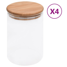 vidaXL 4 db üvegedény bambuszfedéllel 800 ml konyhai eszköz