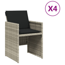 vidaXL 4 db világosszürke polyrattan kerti szék párnával (4007440) kerti bútor