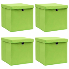 vidaXL 4 db zöld szövet tárolódoboz fedéllel 32 x 32 x 32 cm bútor