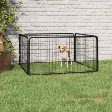 vidaXL 4 paneles fekete porszórt acél kutya járóka 100 x 50 cm szállítóbox, fekhely kutyáknak