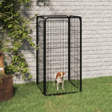 vidaXL 4-paneles fekete porszórt acél kutyakernel 50 x 100 cm szállítóbox, fekhely kutyáknak