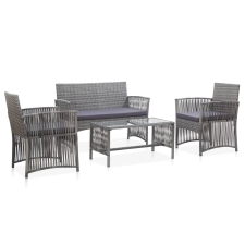 vidaXL 4-részes antracitszürke kerti polyrattan bútorszett párnákkal kerti bútor