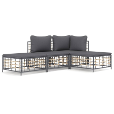 vidaXL 4-részes antracitszürke polyrattan kerti ülőgarnitúra párnákkal kerti bútor