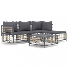vidaXL 4-részes antracitszürke polyrattan kerti ülőgarnitúra párnákkal kerti bútor
