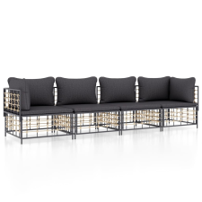 vidaXL 4-részes antracitszürke polyrattan kerti ülőgarnitúra párnákkal (3186699) kerti bútor