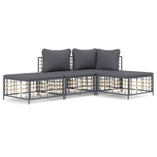 vidaXL 4-részes antracitszürke polyrattan kerti ülőgarnitúra párnákkal (3186727) kerti bútor