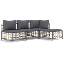 vidaXL 4-részes antracitszürke polyrattan kerti ülőgarnitúra párnákkal (3186731) kerti bútor