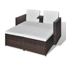 vidaXL 4-részes barna polyrattan kerti bútorszett párnákkal (40736) kerti bútor