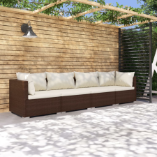 vidaXL 4-részes barna polyrattan kerti ülőgarnitúra párnákkal kerti bútor