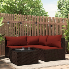 vidaXL 4 részes barna polyrattan kerti ülőgarnitúra párnákkal kerti bútor