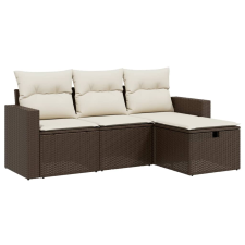 vidaXL 4 részes barna polyrattan kerti ülőgarnitúra párnákkal (3263449) kerti bútor