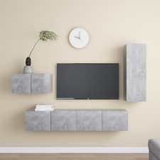 vidaXL 4 részes betonszürke forgácslap TV-szekrényszett bútor