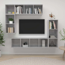 vidaXL 4 részes betonszürke szerelt fa TV-szekrényszett bútor