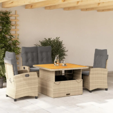 vidaXL 4 részes bézs polyrattan kerti étkezőgarnitúra párnákkal kerti bútor