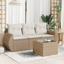 vidaXL 4 részes bézs polyrattan kerti ülőgarnitúra párnákkal kerti bútor