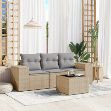 vidaXL 4 részes bézs polyrattan kerti ülőgarnitúra párnákkal kerti bútor