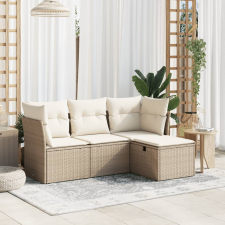 vidaXL 4 részes bézs polyrattan kerti ülőgarnitúra párnákkal kerti bútor