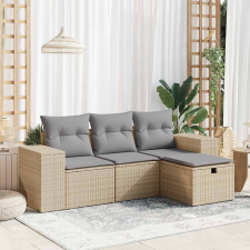 vidaXL 4 részes bézs polyrattan kerti ülőgarnitúra párnákkal kerti bútor