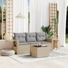 vidaXL 4 részes bézs polyrattan kerti ülőgarnitúra párnákkal kerti bútor