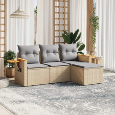 vidaXL 4 részes bézs polyrattan kerti ülőgarnitúra párnákkal kerti bútor