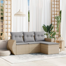 vidaXL 4 részes bézs polyrattan kerti ülőgarnitúra párnákkal kerti bútor