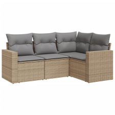 vidaXL 4 részes bézs polyrattan kerti ülőgarnitúra párnákkal (3218899) kerti bútor
