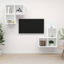 vidaXL 4 részes fehér forgácslap TV-szekrény szett bútor