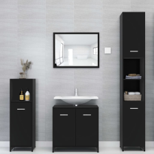vidaXL 4 részes fekete forgácslap fürdőszobai bútorszett fürdőszoba bútor
