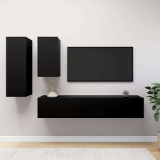 vidaXL 4 részes fekete forgácslap TV-szekrényszett bútor