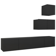 vidaXL 4 részes fekete forgácslap TV-szekrényszett (3078840) bútor